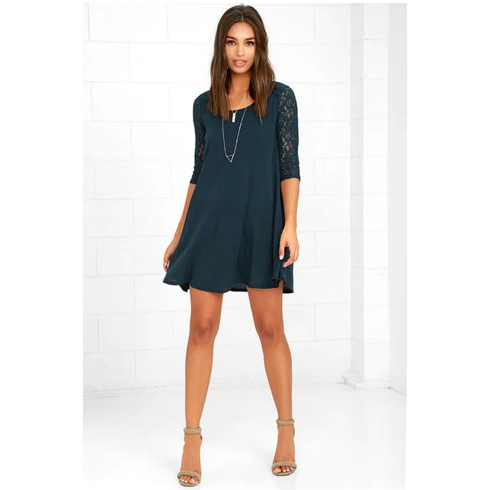 Others Follow Women Baby Love Navy Blue Swing Dress Size L
